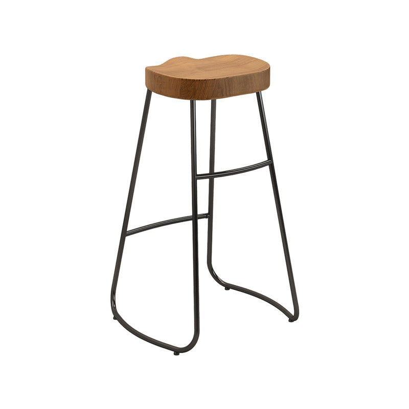 Contemporary Backless Dining Stools Wood Bar Stools with Footrest