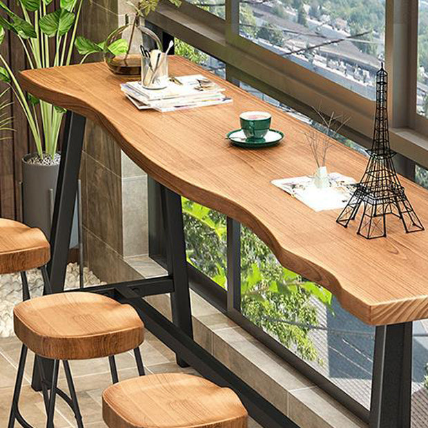 Contemporary Backless Dining Stools Wood Bar Stools with Footrest