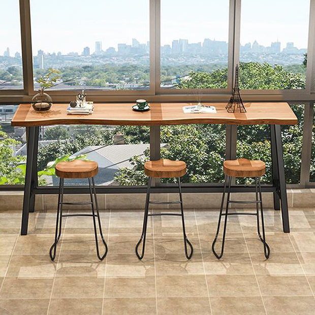 Contemporary Backless Dining Stools Wood Bar Stools with Footrest