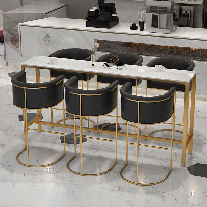 Glam Style Bar Stool Armed Upholstered Bar Stool for Dining Room