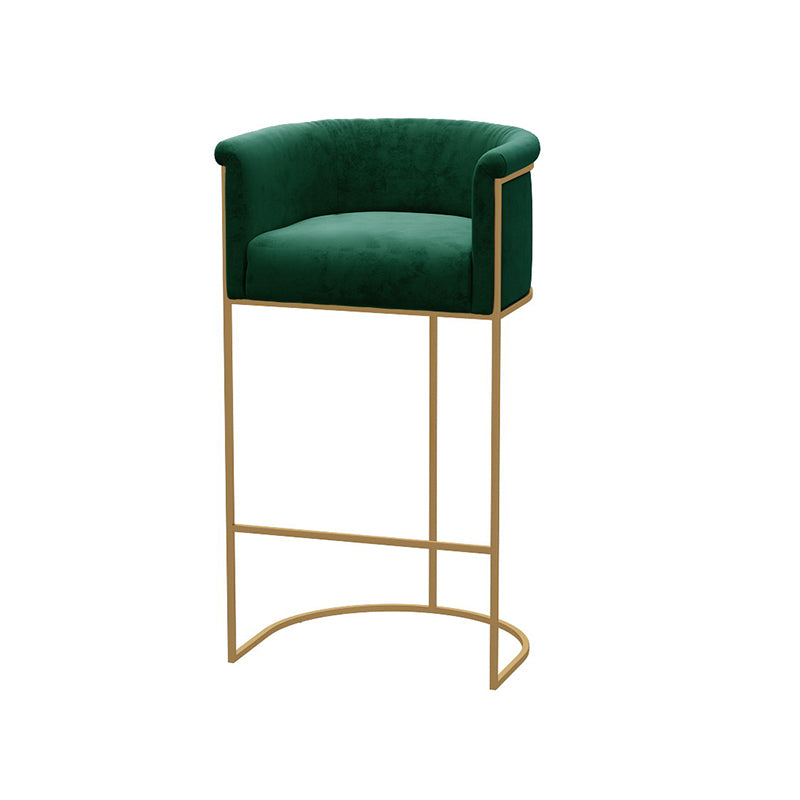 Glam Style Bar Stool Armed Upholstered Bar Stool for Dining Room