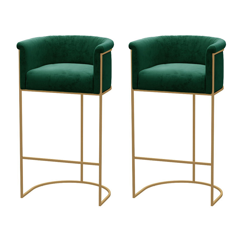 Glam Style Bar Stool Armed Upholstered Bar Stool for Dining Room