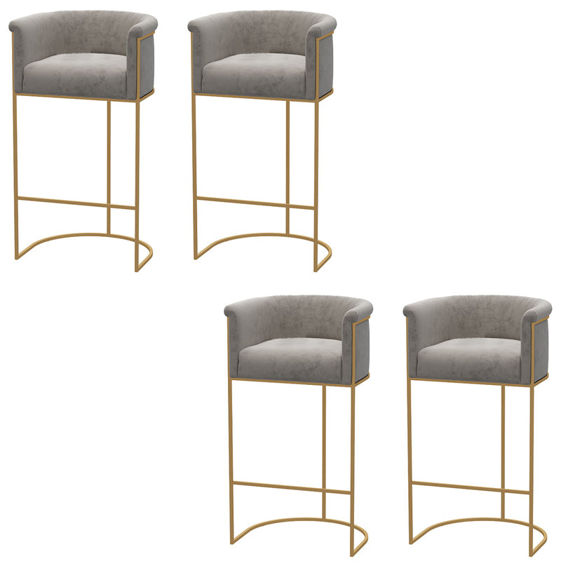 Glam Style Bar Stool Armed Upholstered Bar Stool for Dining Room