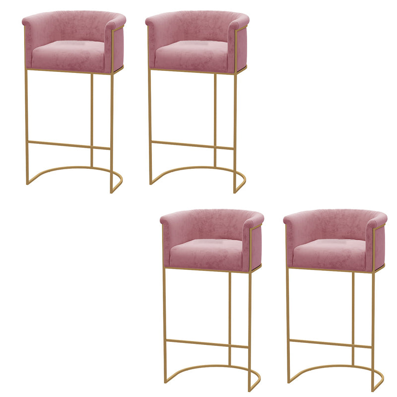 Glam Style Bar Stool Armed Upholstered Bar Stool for Dining Room