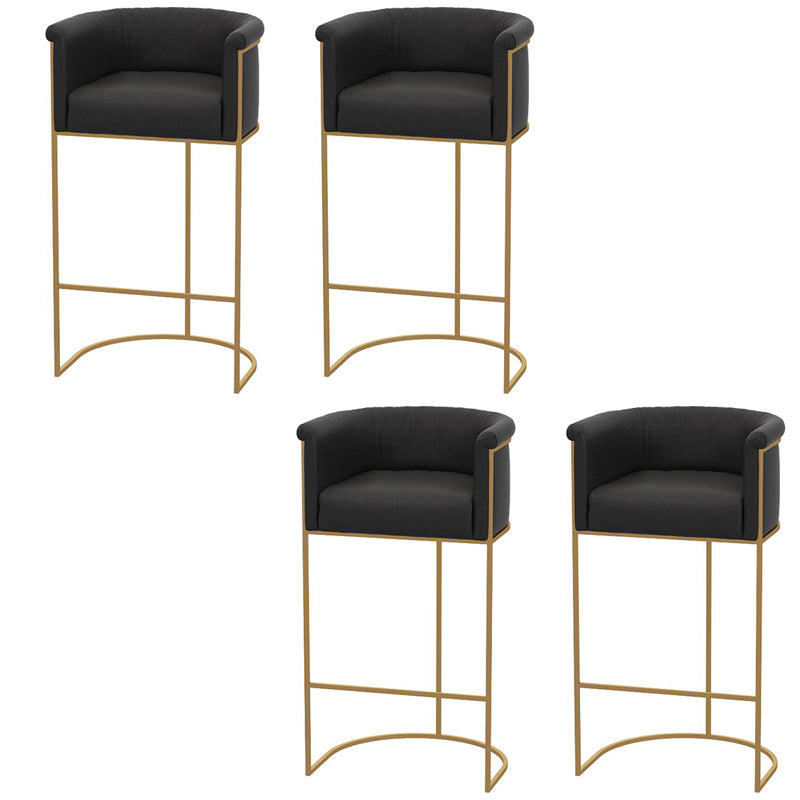 Glam Style Bar Stool Armed Upholstered Bar Stool for Dining Room