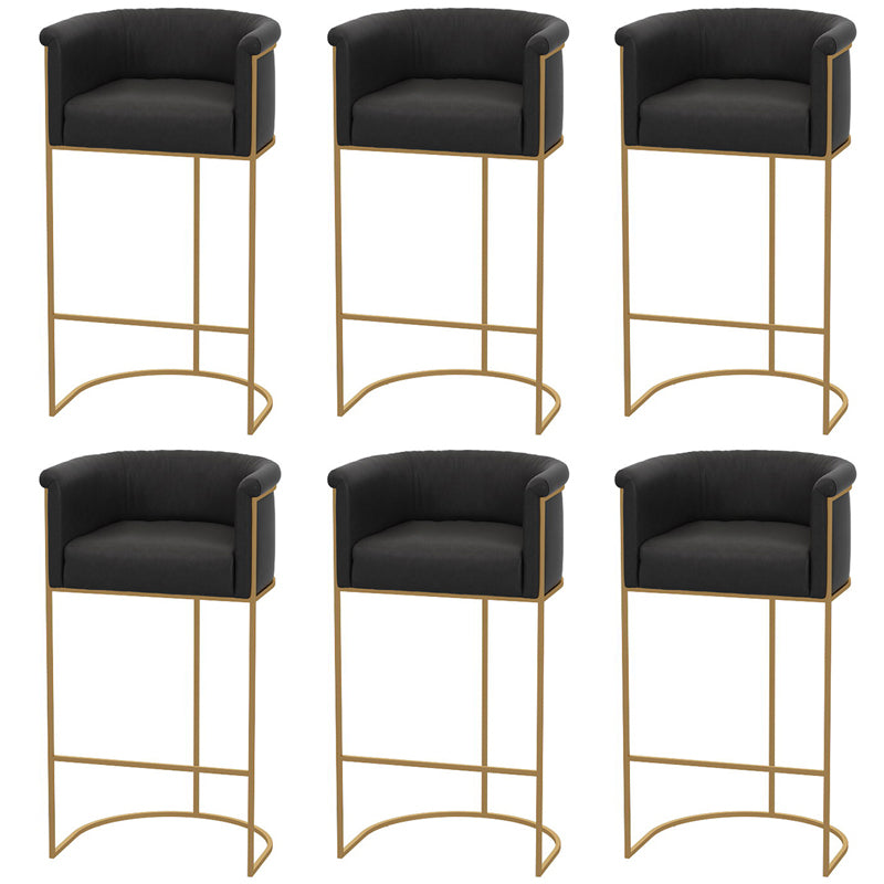 Glam Style Bar Stool Armed Upholstered Bar Stool for Dining Room