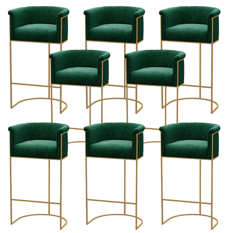 Glam Style Bar Stool Armed Upholstered Bar Stool for Dining Room