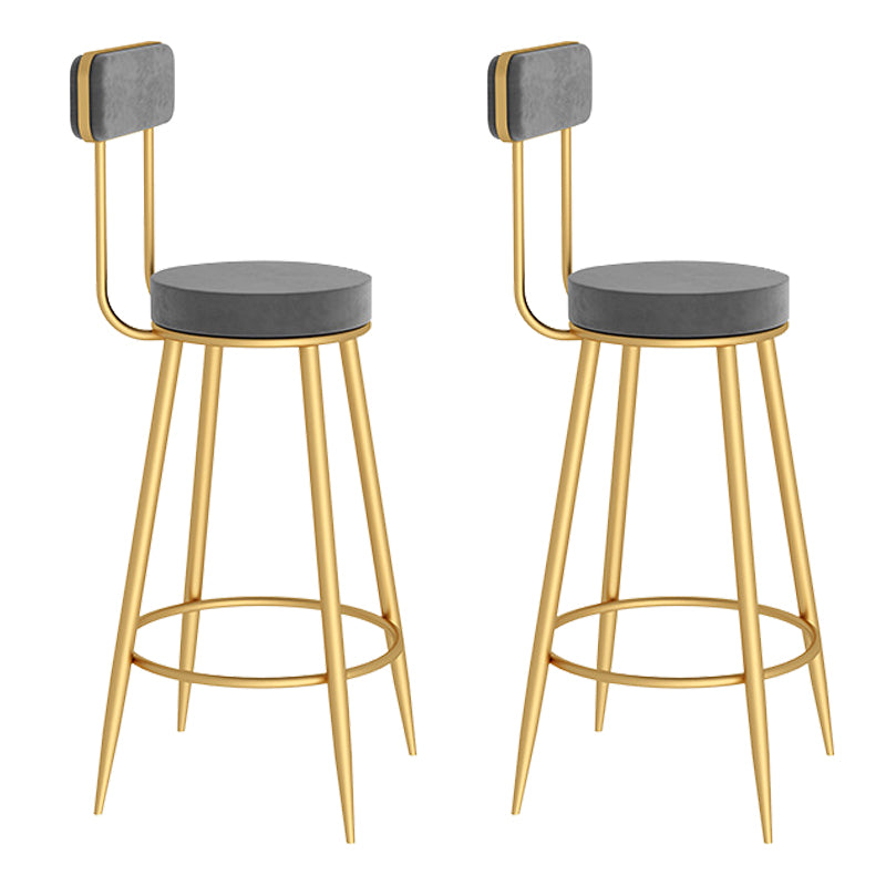Contemporary Metal Bar Stools Armless Dining Stools with Footrest