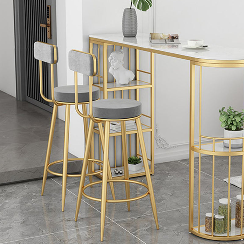 Contemporary Metal Bar Stools Armless Dining Stools with Footrest