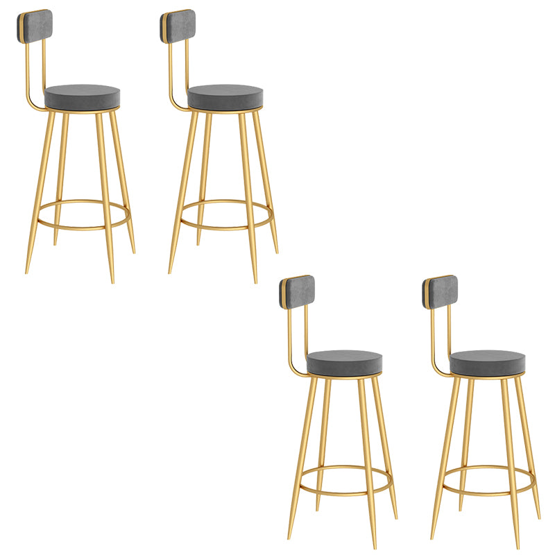 Contemporary Metal Bar Stools Armless Dining Stools with Footrest