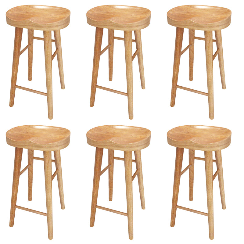 Contemporary Solid Wood Dining Stools Backless Bar Stools with Footrest