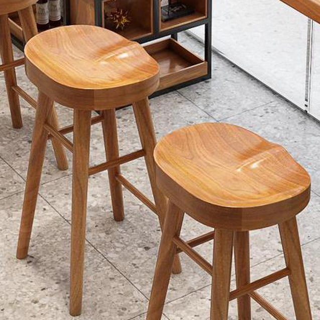 Contemporary Solid Wood Dining Stools Backless Bar Stools with Footrest