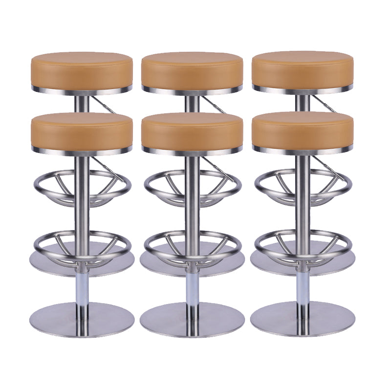 Industrial Leather Bar Stool Adjustable Backless Counter Stool for Bristol