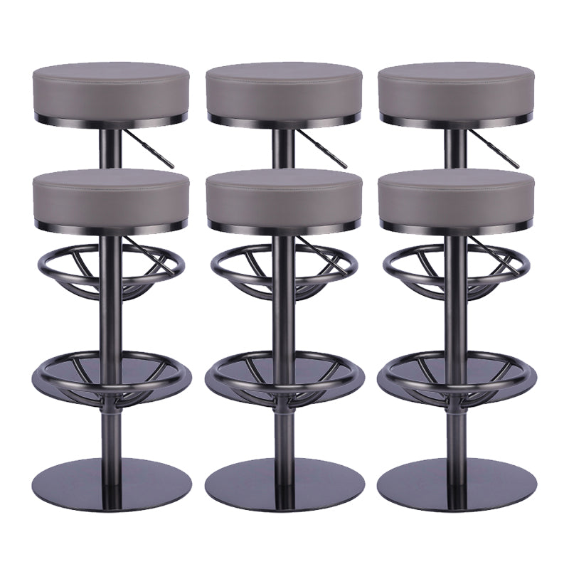 Industrial Leather Bar Stool Adjustable Backless Counter Stool for Bristol