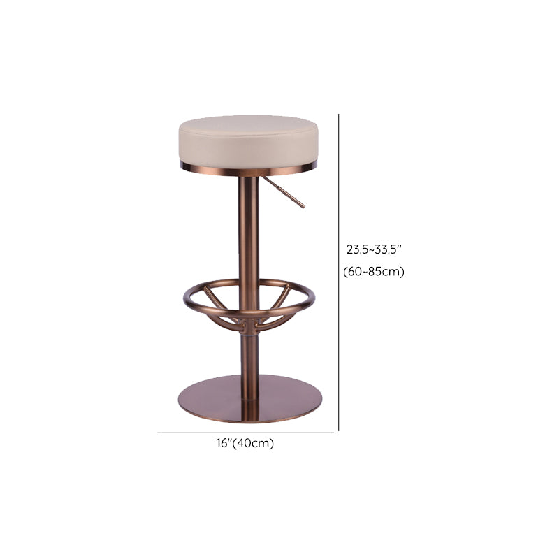 Industrial Leather Bar Stool Adjustable Backless Counter Stool for Bristol