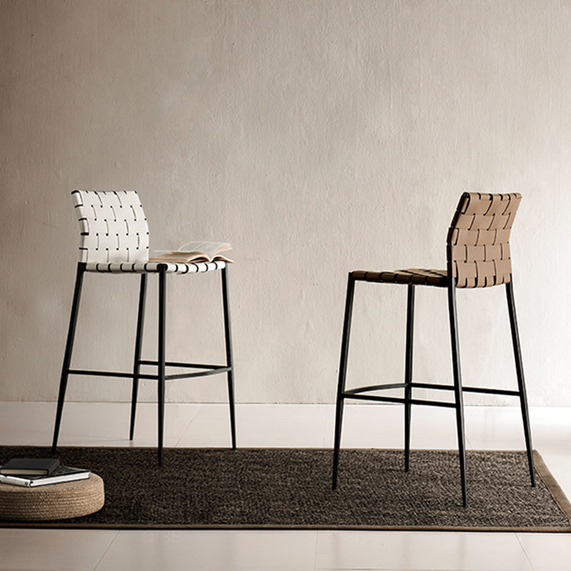 Faux Leather Dining Stools Contemporary Bar Stools with Metal Base