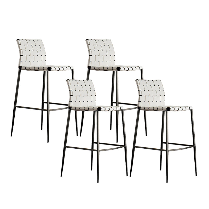 Faux Leather Dining Stools Contemporary Bar Stools with Metal Base