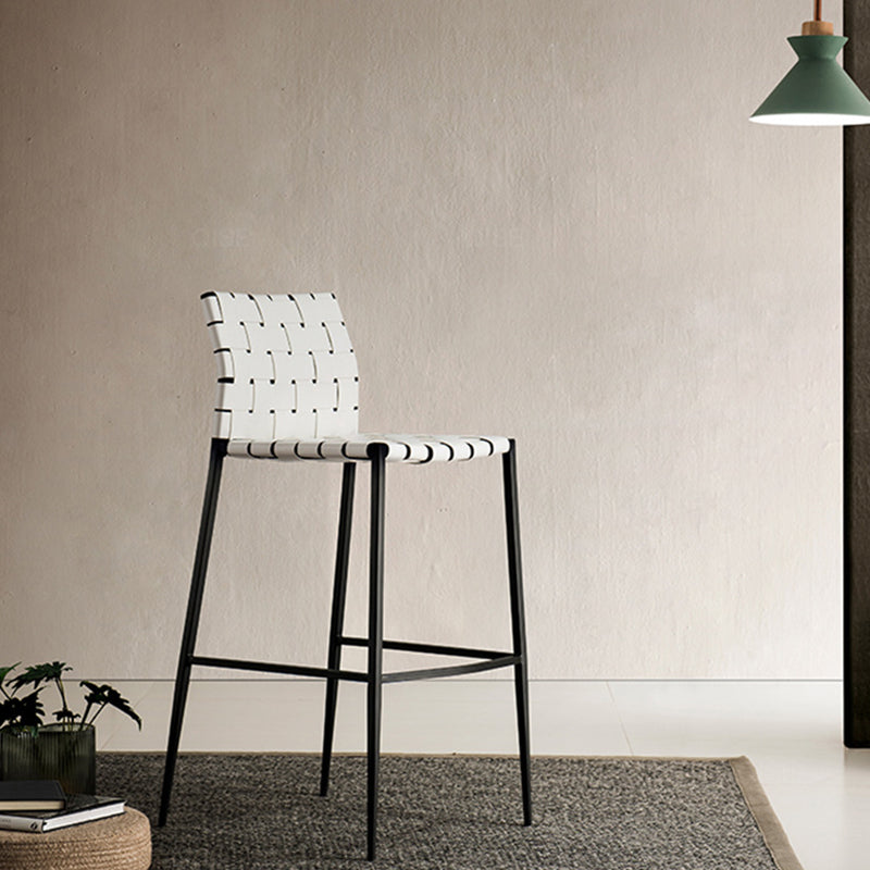 Faux Leather Dining Stools Contemporary Bar Stools with Metal Base
