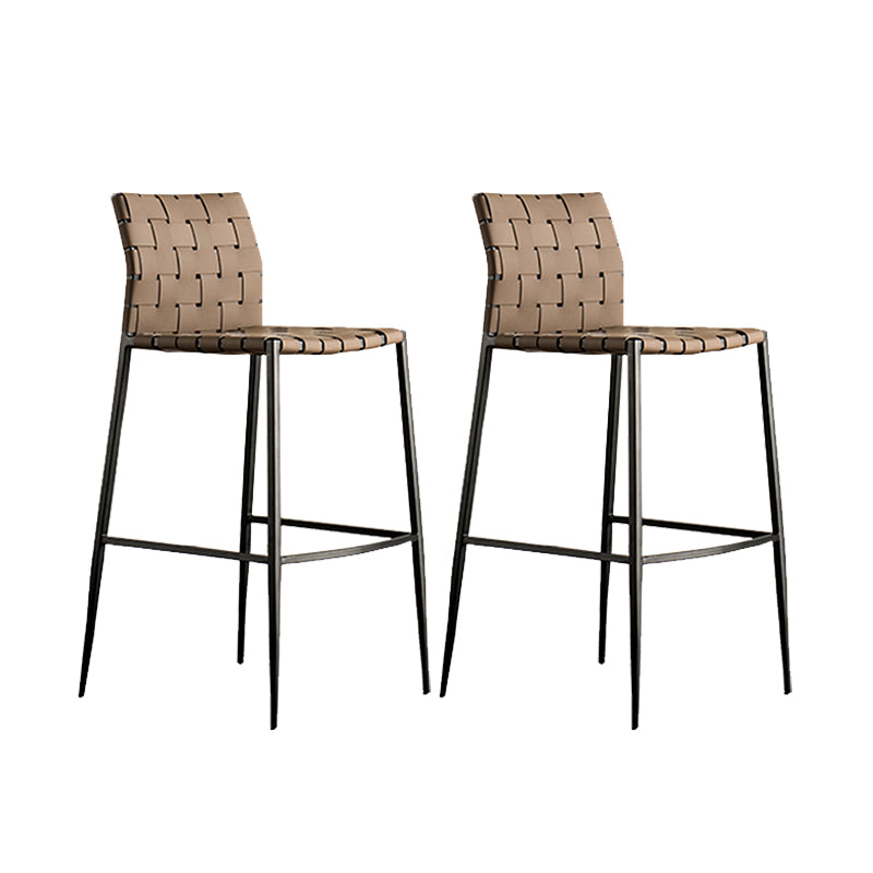 Faux Leather Dining Stools Contemporary Bar Stools with Metal Base