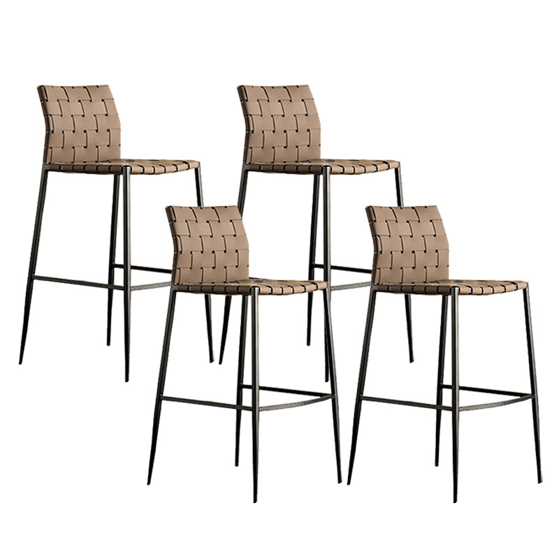 Faux Leather Dining Stools Contemporary Bar Stools with Metal Base
