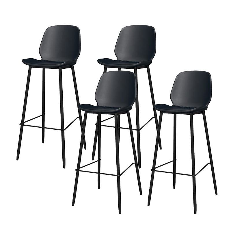 Metal Low Back Dining Stools Contemporary Armless Bar Stools with Footrest