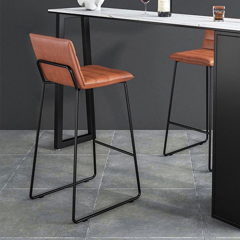 Metal Low Back Dining Stools Contemporary Armless Bar Stools with Footrest