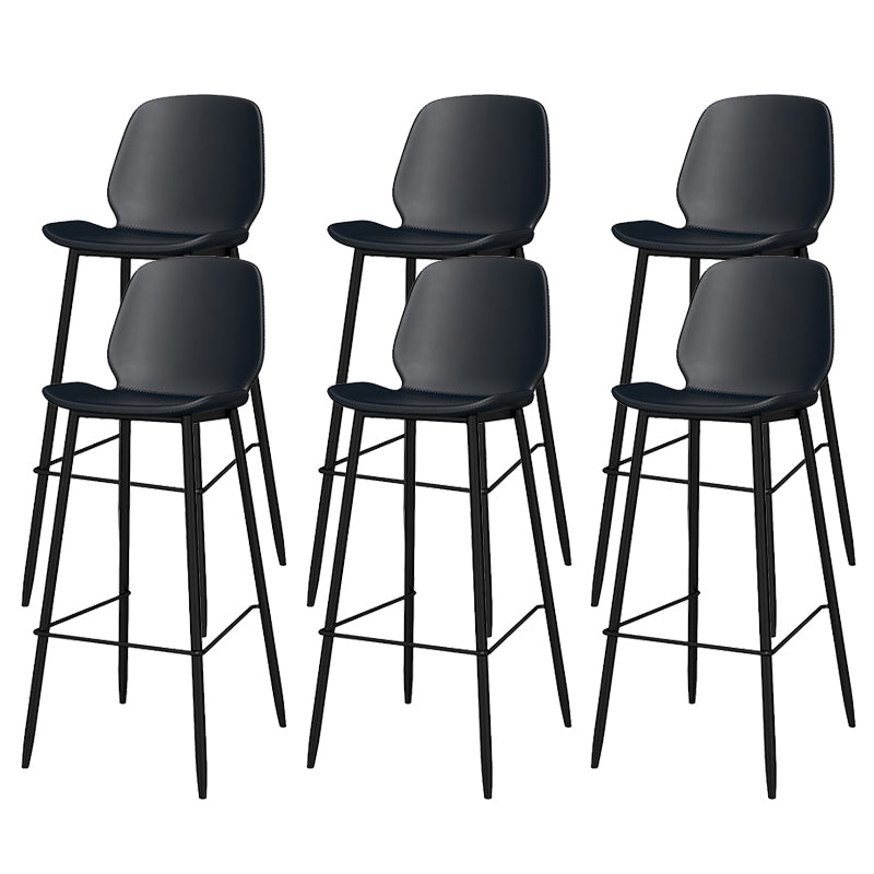 Metal Low Back Dining Stools Contemporary Armless Bar Stools with Footrest