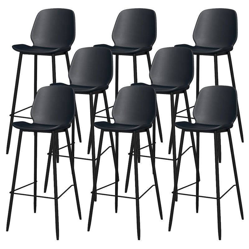 Metal Low Back Dining Stools Contemporary Armless Bar Stools with Footrest