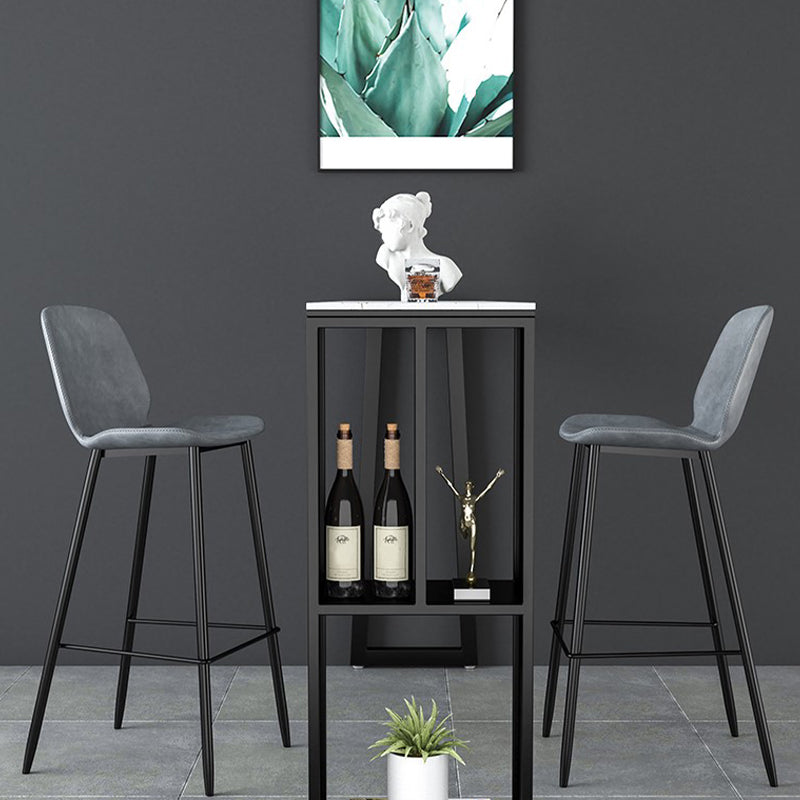 Metal Low Back Dining Stools Contemporary Armless Bar Stools with Footrest