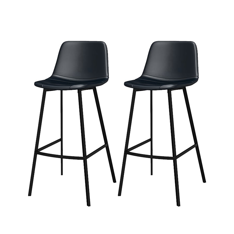 Metal Low Back Dining Stools Contemporary Armless Bar Stools with Footrest