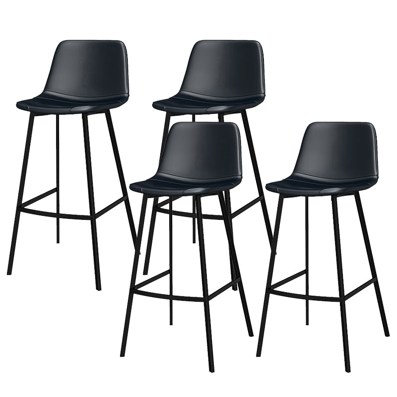 Metal Low Back Dining Stools Contemporary Armless Bar Stools with Footrest
