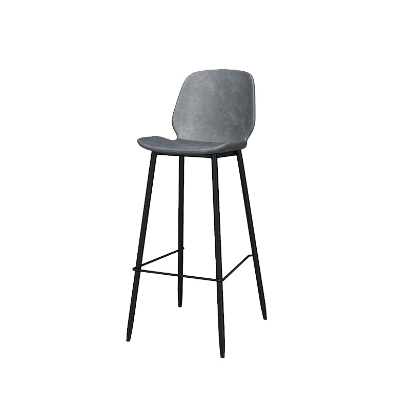 Metal Low Back Dining Stools Contemporary Armless Bar Stools with Footrest