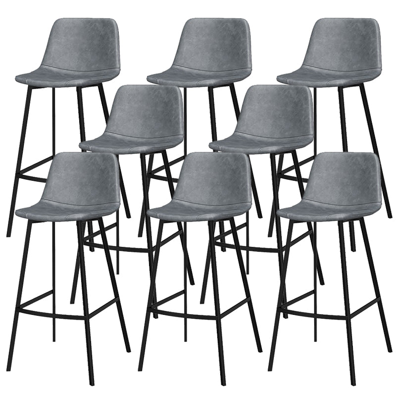 Metal Low Back Dining Stools Contemporary Armless Bar Stools with Footrest