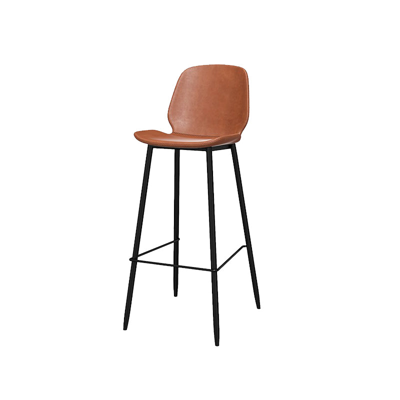 Metal Low Back Dining Stools Contemporary Armless Bar Stools with Footrest