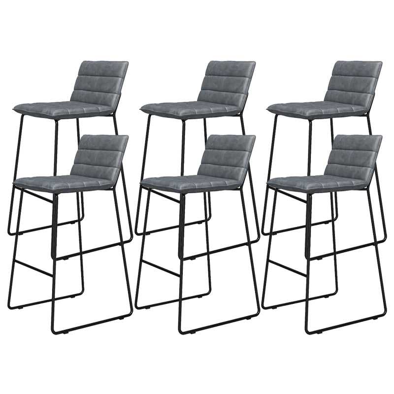 Metal Low Back Dining Stools Contemporary Armless Bar Stools with Footrest
