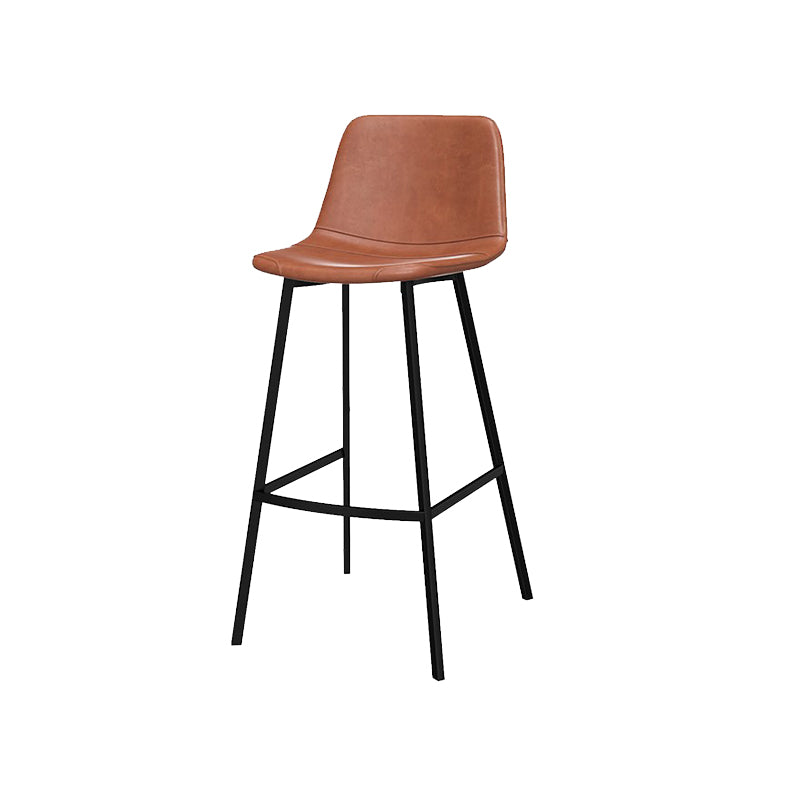 Metal Low Back Dining Stools Contemporary Armless Bar Stools with Footrest