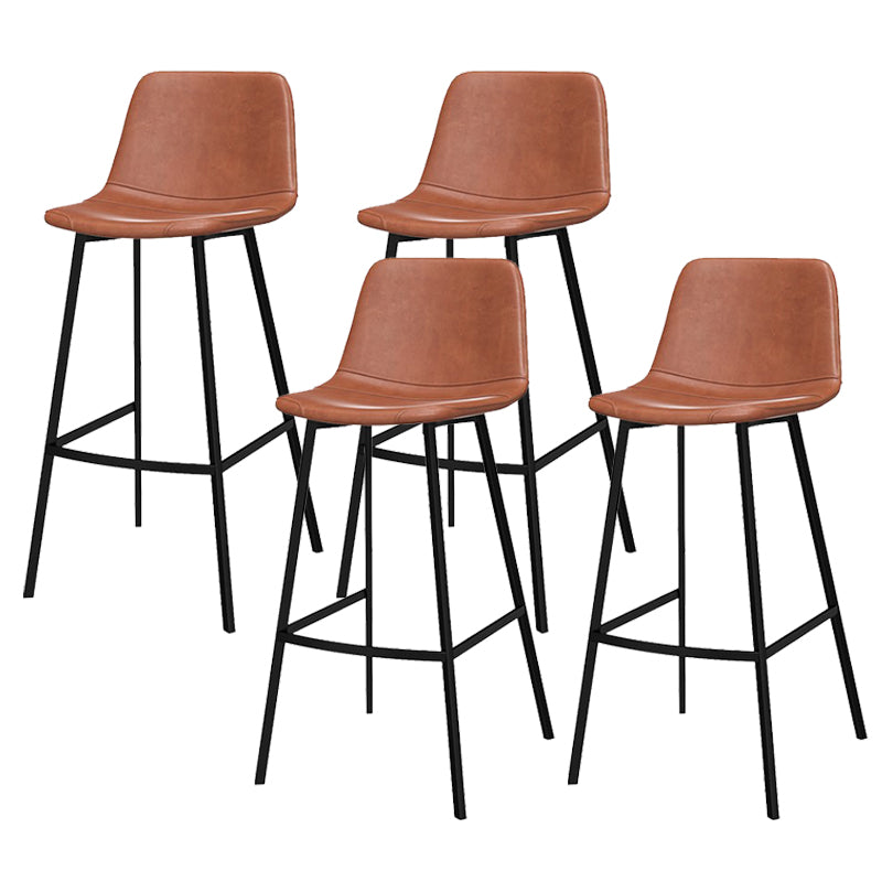 Metal Low Back Dining Stools Contemporary Armless Bar Stools with Footrest