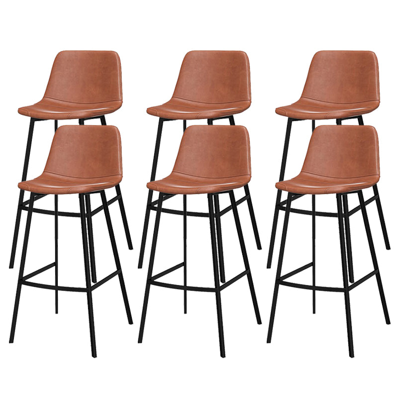 Metal Low Back Dining Stools Contemporary Armless Bar Stools with Footrest
