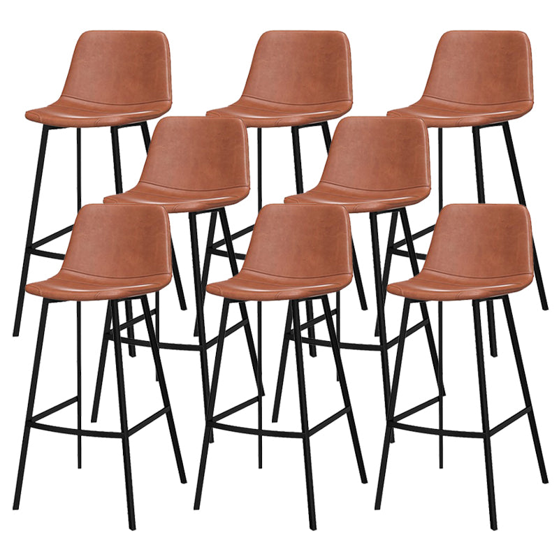 Metal Low Back Dining Stools Contemporary Armless Bar Stools with Footrest