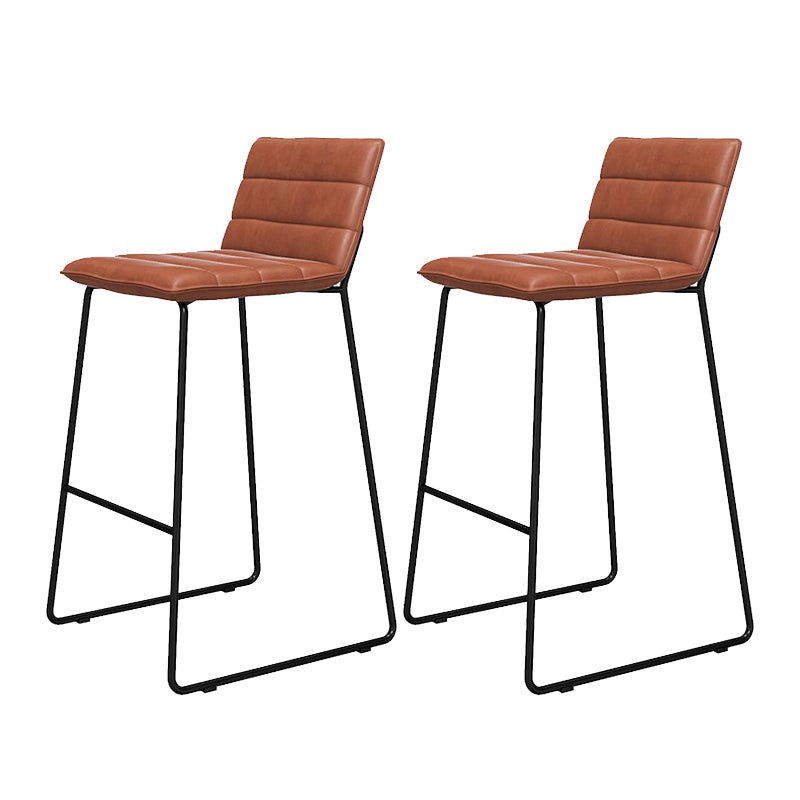 Metal Low Back Dining Stools Contemporary Armless Bar Stools with Footrest