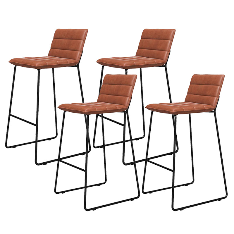 Metal Low Back Dining Stools Contemporary Armless Bar Stools with Footrest