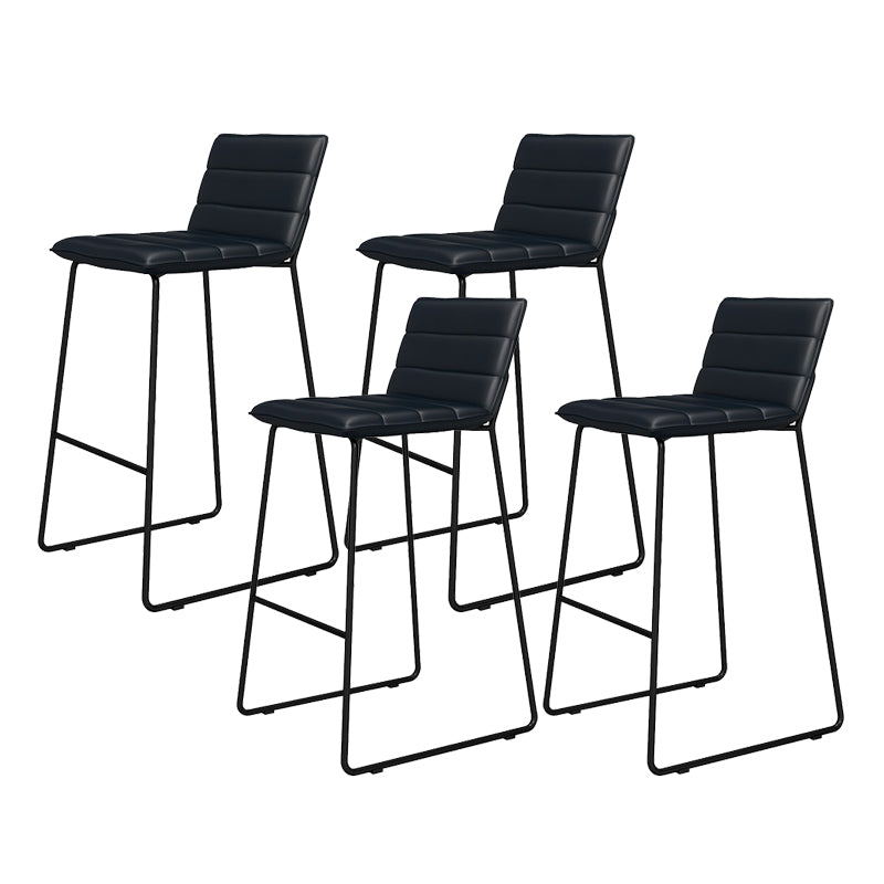 Metal Low Back Dining Stools Contemporary Armless Bar Stools with Footrest