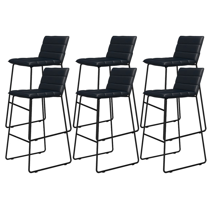 Metal Low Back Dining Stools Contemporary Armless Bar Stools with Footrest