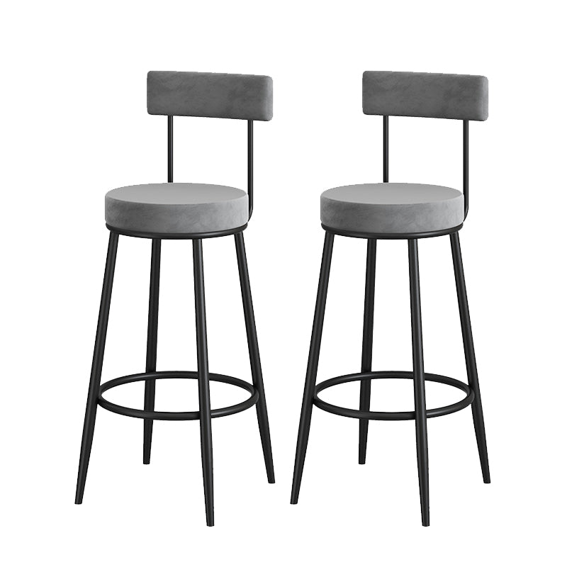 Metal Low Back Dining Stools Contemporary Armless Bar Stools with Cushion