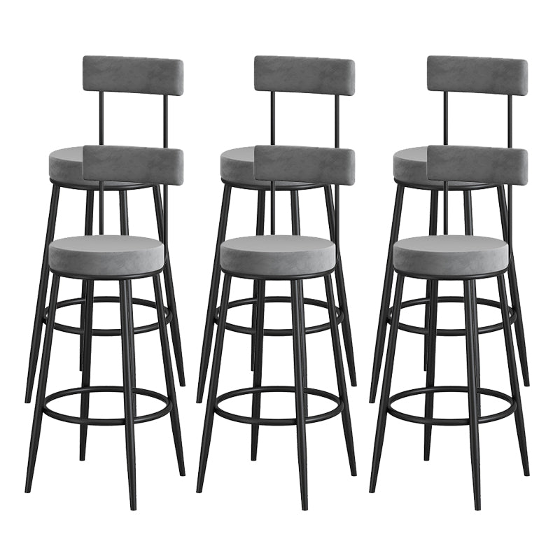 Metal Low Back Dining Stools Contemporary Armless Bar Stools with Cushion