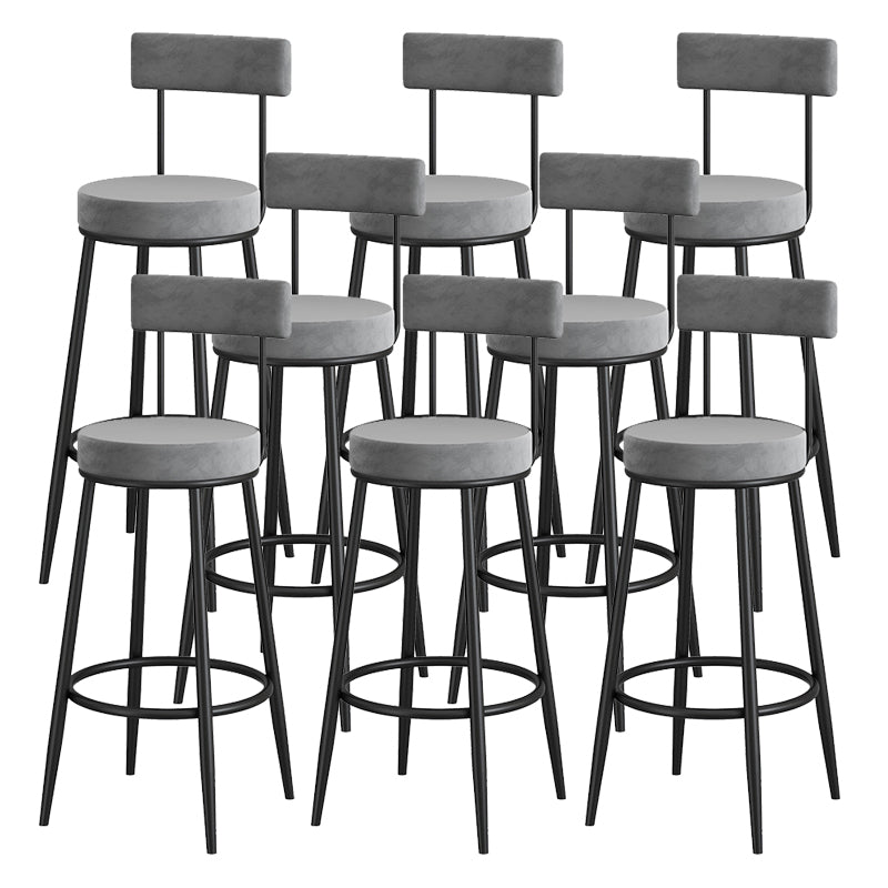 Metal Low Back Dining Stools Contemporary Armless Bar Stools with Cushion