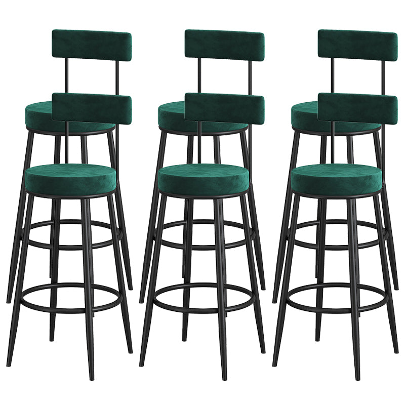 Metal Low Back Dining Stools Contemporary Armless Bar Stools with Cushion