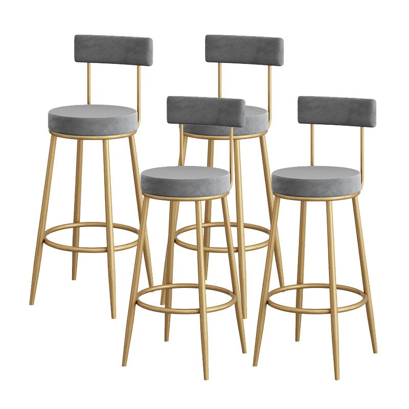 Metal Low Back Dining Stools Contemporary Armless Bar Stools with Cushion