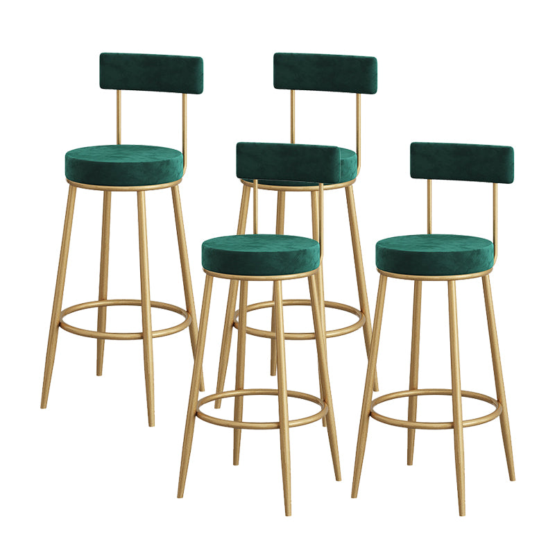 Metal Low Back Dining Stools Contemporary Armless Bar Stools with Cushion