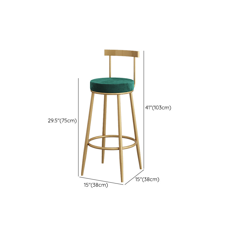 Metal Low Back Dining Stools Contemporary Armless Bar Stools with Cushion